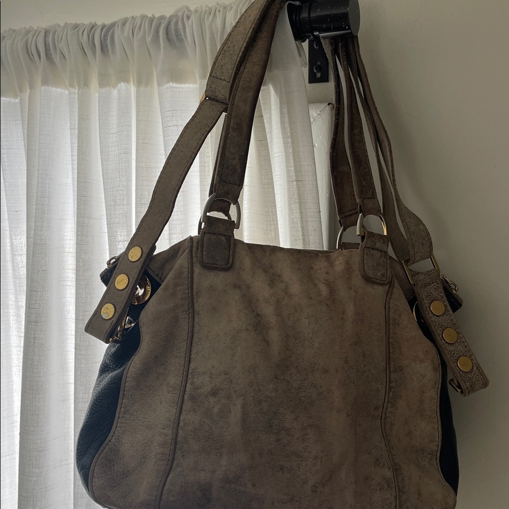 Two-Tone Leather Shoulder Bag